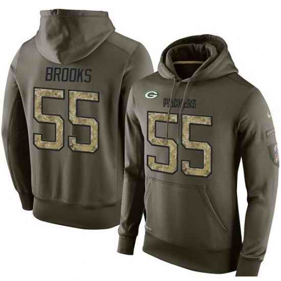 NFL Nike Green Bay Packers 55 Ahmad Brooks Green Salute To Service Mens Pullover Hoodie